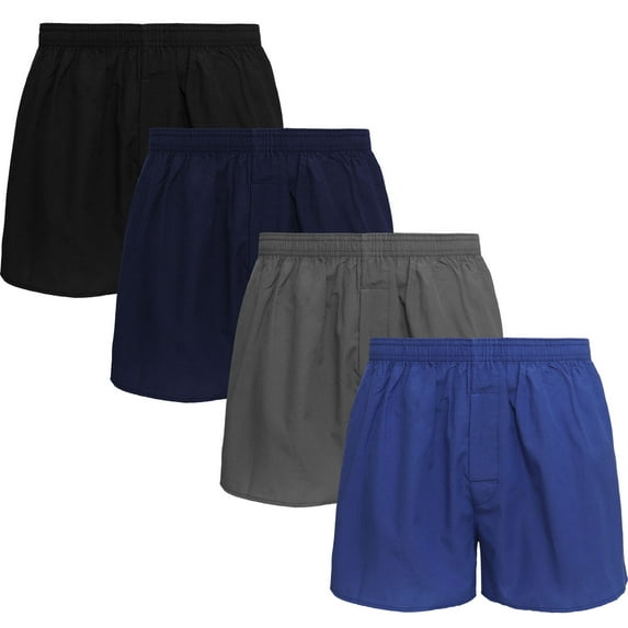 Falari 4-Pack Men Boxer Underwear 100% Cotton Underpants Assorted-11 Large