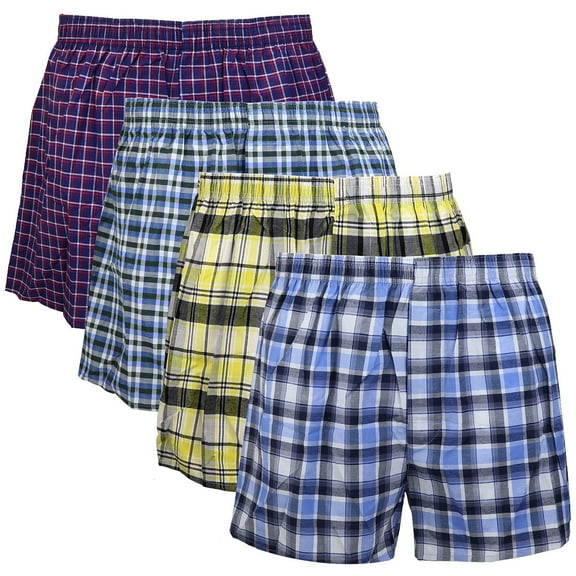 Falari 4-Pack Men's Boxer Underwear 100% Cotton Assorted-03 Medium