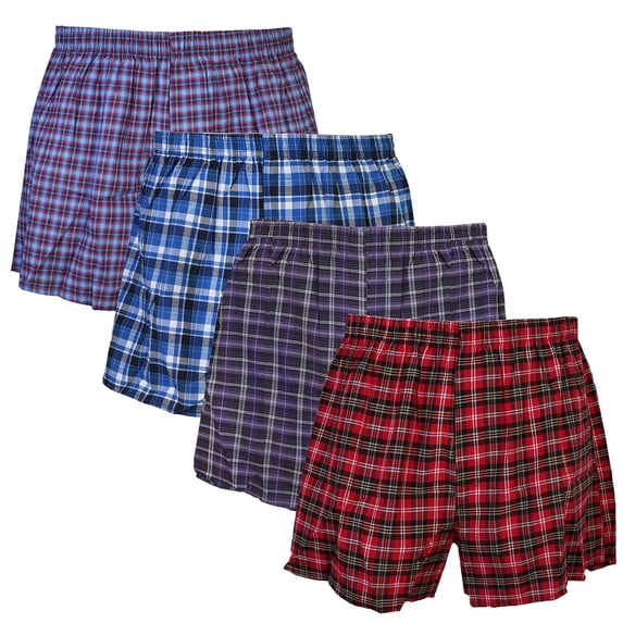 Falari 4-Pack Men Boxer Underwear 100% Cotton Underpants Assorted-04 XX-Large
