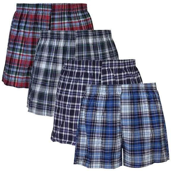 Falari 4-Pack Men's Boxer Underwear 100% Cotton Assorted-06 Medium
