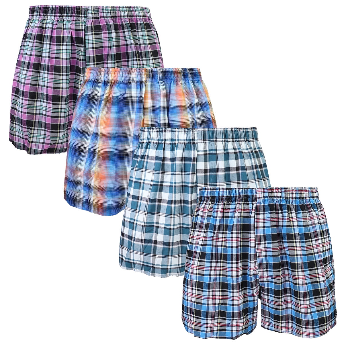 Falari Men's 4-Pack Boxer Briefs - Soft Cotton Blend, Lightweight, Breathable, Assorted Colors, Size Large