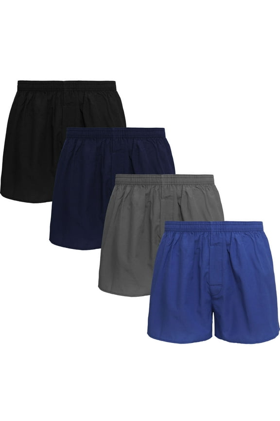 4-Pack Men's Boxer Underwear 100% Cotton Assorted-11 Medium