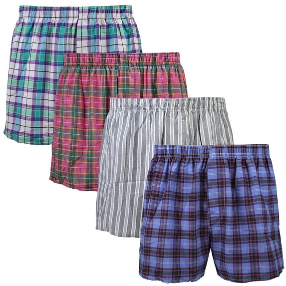 Falari 4-Pack Men's Boxer Underwear 100% Cotton Assorted-44 Large