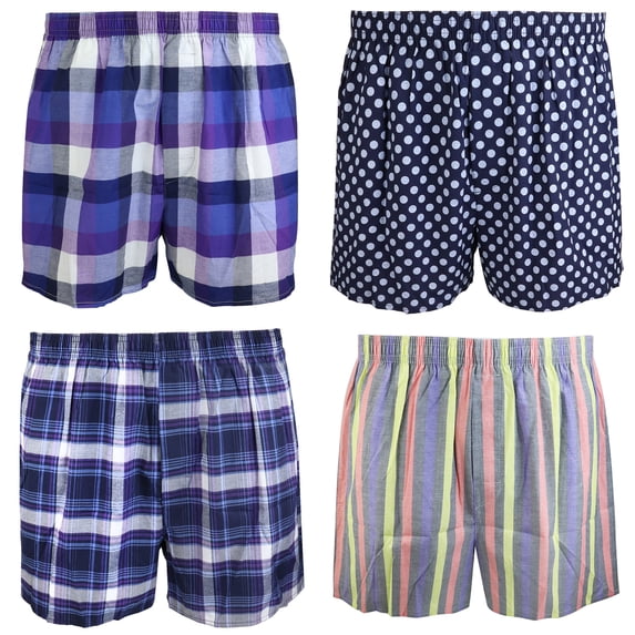 Falari 4-Pack Men's Boxer Underwear Shorts 100% Cotton Assorted-02 Small
