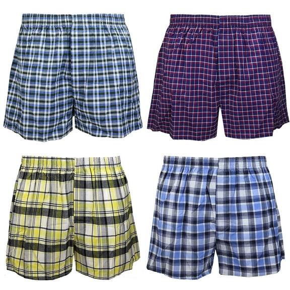 Falari 4-Pack Men's Boxer Underwear Shorts 100% Cotton Assorted-03 X-Large