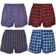 Falari 4-Pack Men's Boxer Underwear Shorts 100% Cotton Assorted-04 Large