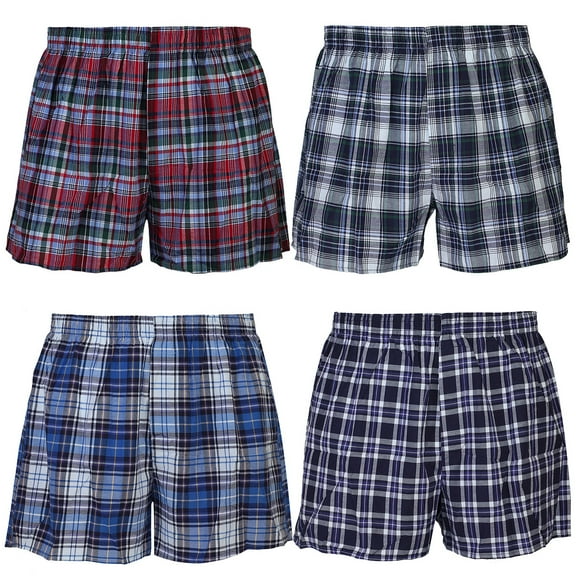 Falari 4-Pack Men's Boxer Underwear Shorts 100% Cotton Assorted-06 Medium