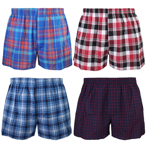 Falari 4-Pack Men's Boxer Underwear Shorts 100% Cotton Assorted-07 Large