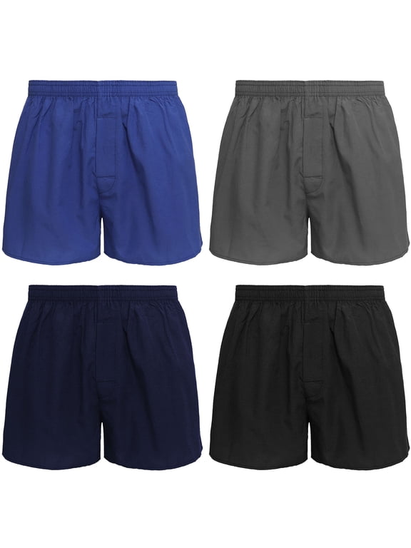 4-Pack Men's Boxer Underwear Shorts 100% Cotton Assorted-11 Small