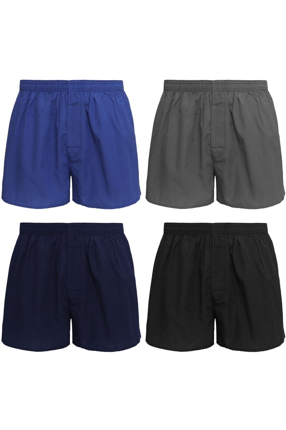 4-Pack Men's Boxer Underwear Shorts 100% Cotton Assorted-11 X-Large