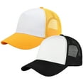 thumbnail image 1 of Falari 5-Panel Mesh Baseball Cap, Trucker Hat, Structured Plain Design, Cotton, Adjustable Size - Black & Yellow, 1 of 7