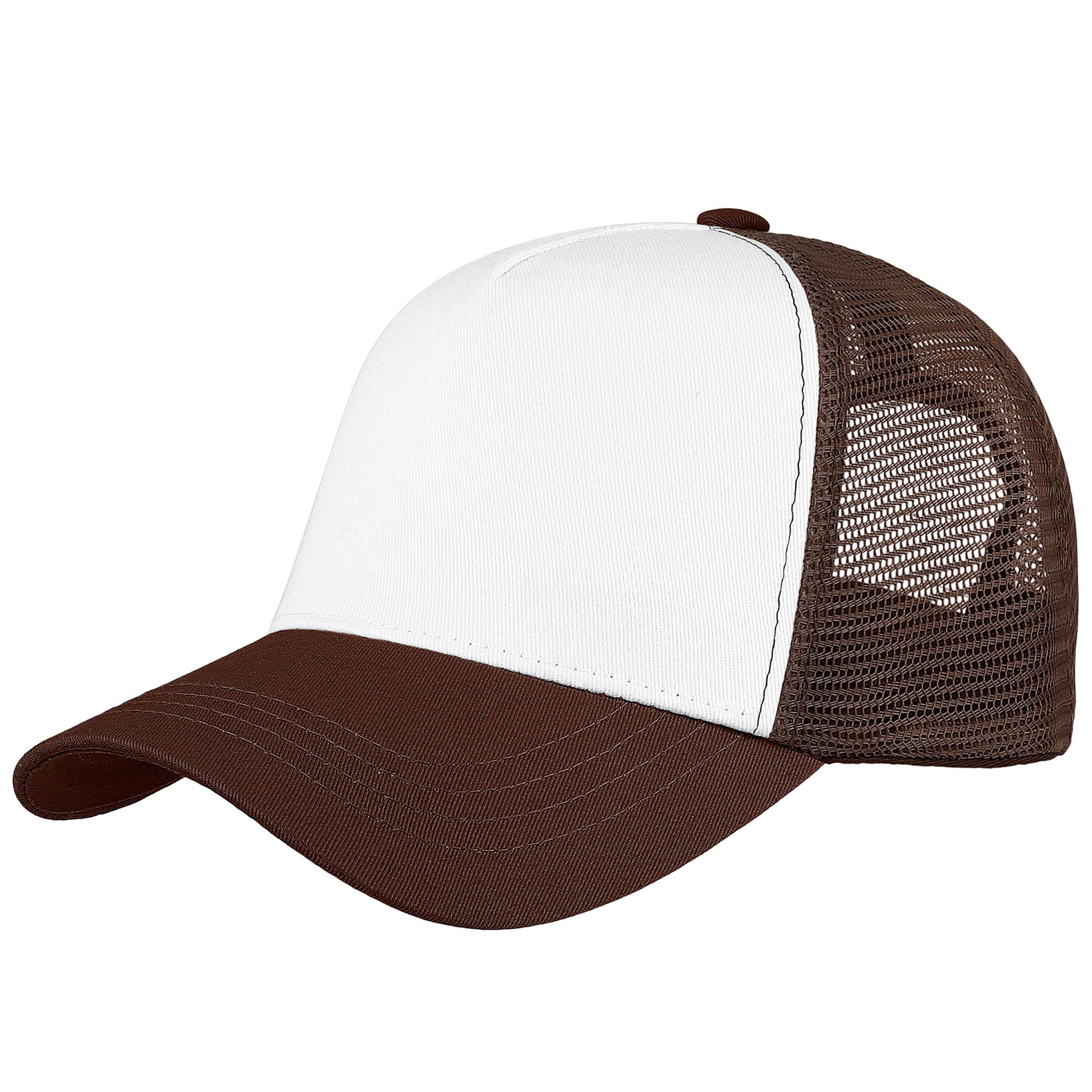 Men's Two-Tone Baseball Cap - 100% Cotton Adjustable Plain Hat In Brown & White