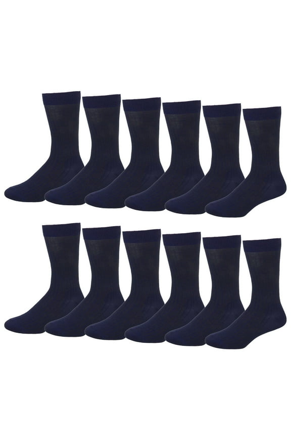 6/12 Pairs Navy Men Cotton Casual Dress Crew Socks