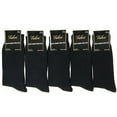 thumbnail image 1 of Falari Men's Cotton Dress Socks, Black Ribbed, Crew Length, Size 10-13, 5-Pack, 1 of 5