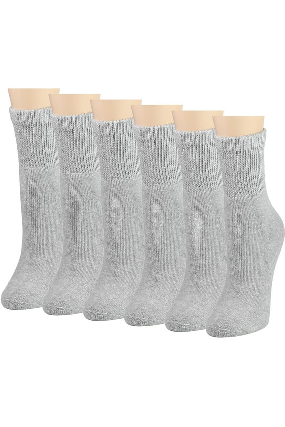 6-Pack Gray Women Diabetic Quarter Socks for Diabetes Edema and Circulatory Loose Fitting