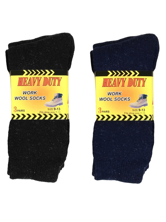 6-Pack Men's Heavy Duty Work Wool Socks Keep Warm for Cold Weather