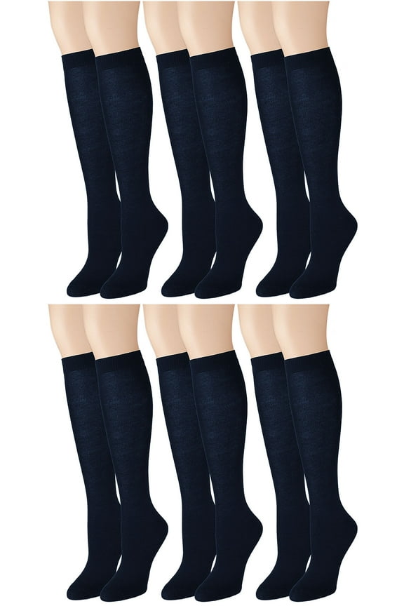 6 Pairs Navy Women Knee High Socks Over The Calf Trouser Socks