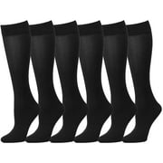 Falari 6 Pairs Women Trouser Socks with Comfort Band Stretchy Spandex Opaque Knee High Black