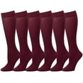 thumbnail image 1 of Falari 6 Pairs Women Trouser Socks with Comfort Band Stretchy Spandex Opaque Knee High Burgundy, 1 of 2