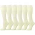 thumbnail image 1 of Falari 6 Pairs Women Trouser Socks with Comfort Band Stretchy Spandex Opaque Knee High Cream, 1 of 2