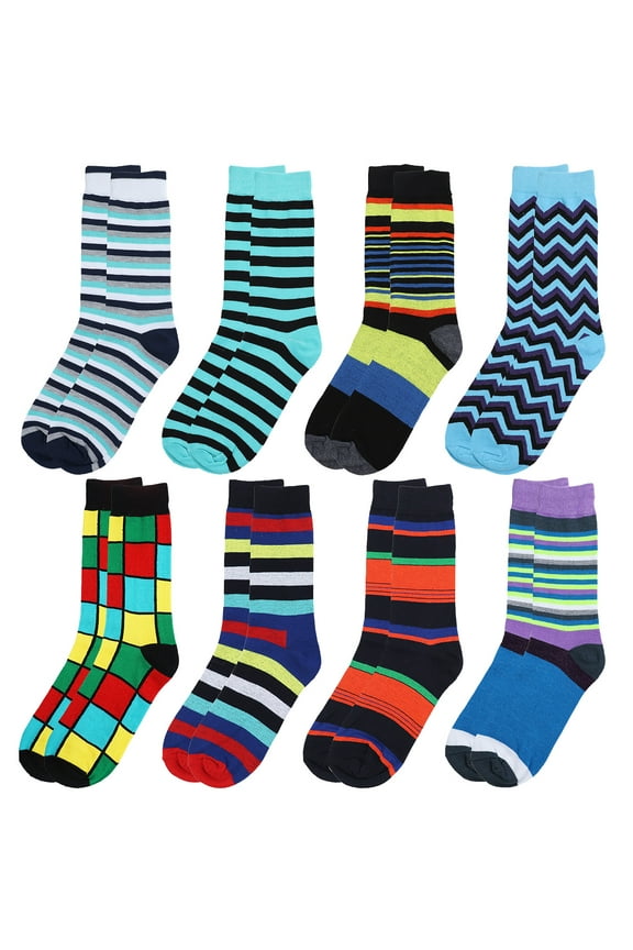 8 Pairs Men Fancy Colorful Funny Novelty Casual Dress Crew Socks