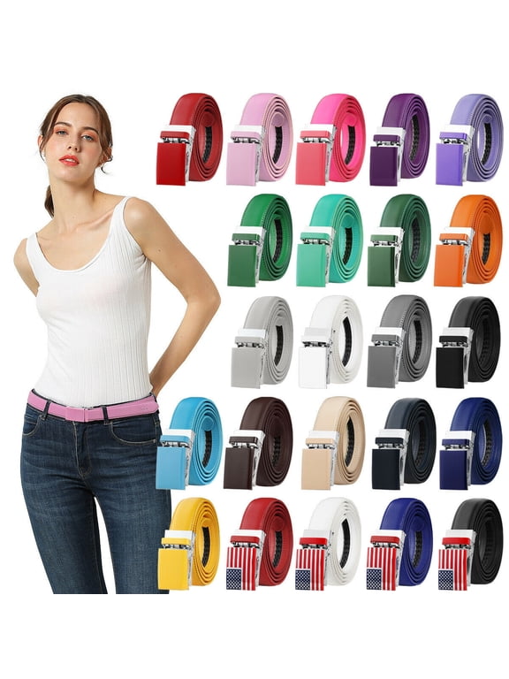 Automatic Ratchet Belt for Women Kids Boys and Girls Genuine Leather Belt - Trim to Fit