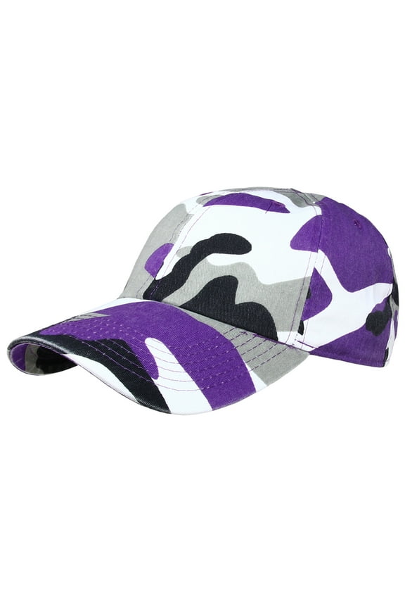 Baseball Cap Hat 100% Cotton Adjustable Size Purple Camouflage