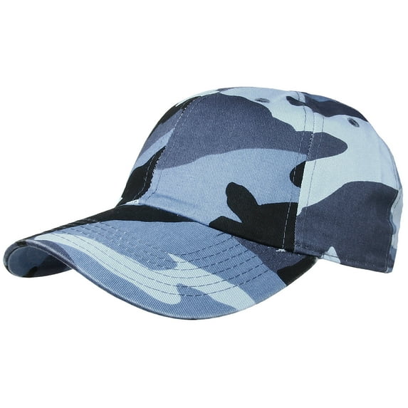 Falari Baseball Cap Hat 100% Cotton Adjustable Size Skyblue Camouflage