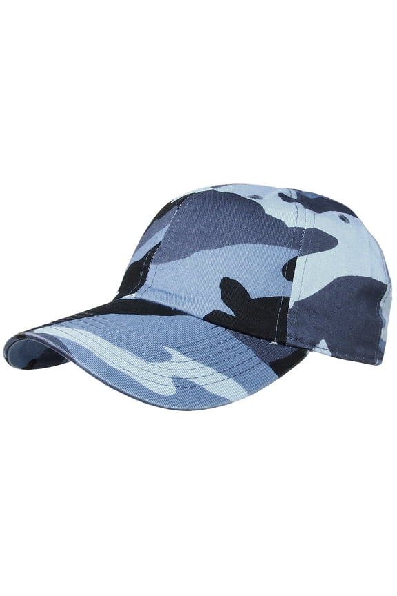 Baseball Cap Hat 100% Cotton Adjustable Size Skyblue Camouflage