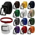 thumbnail image 1 of Falari Black Buckle Men Canvas Elastic Fabric Woven Stretch Braided Belt Dark Purple S, 1 of 5