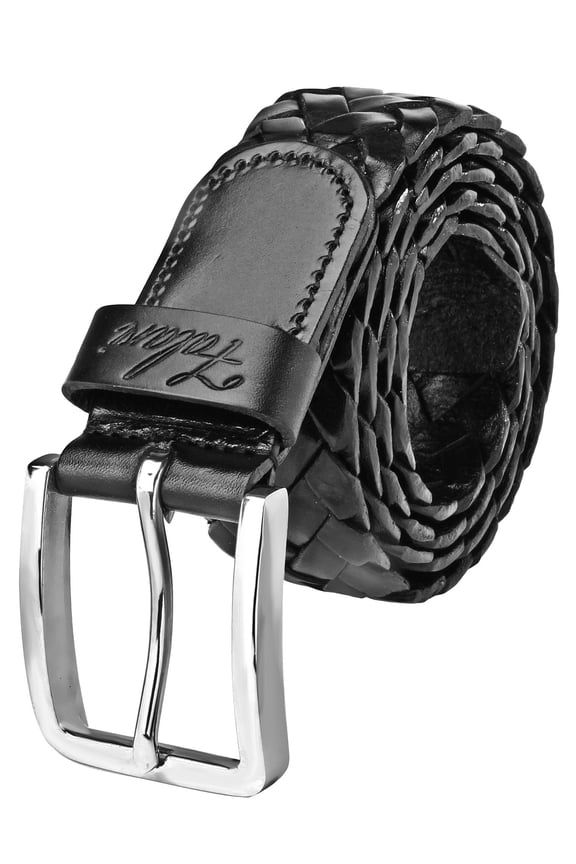 Black Men's Braided Belt 100% Genuine Leather 35mm Strap 9005