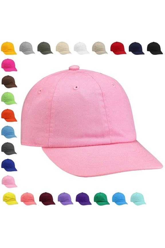 Boy & Girl Baseball Cap Kids Hat Soft Cotton Adjustable Size for 2-5 Years Pink