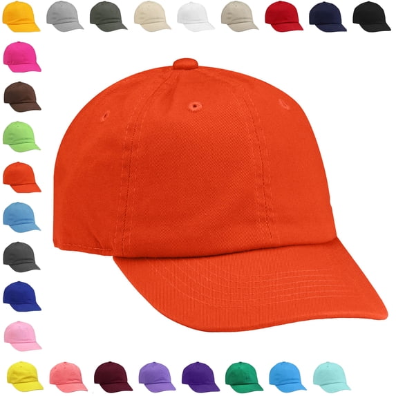 Falari Boy & Girl Baseball Cap Kids Hat Soft Cotton Adjustable Size for 6-9 Years Orange