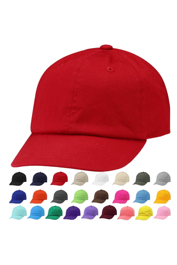 Boy & Girl Baseball Cap Kids Hat Soft Cotton Adjustable Size for 6-9 Years Red