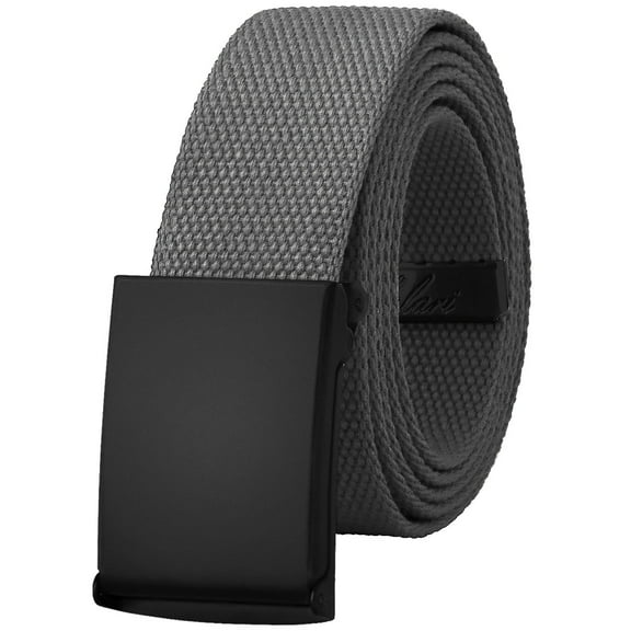 Falari Canvas Web Belt Adjustable Size Cut to Fit Golf Belt Flip Top Black Buckle - Dark Grey