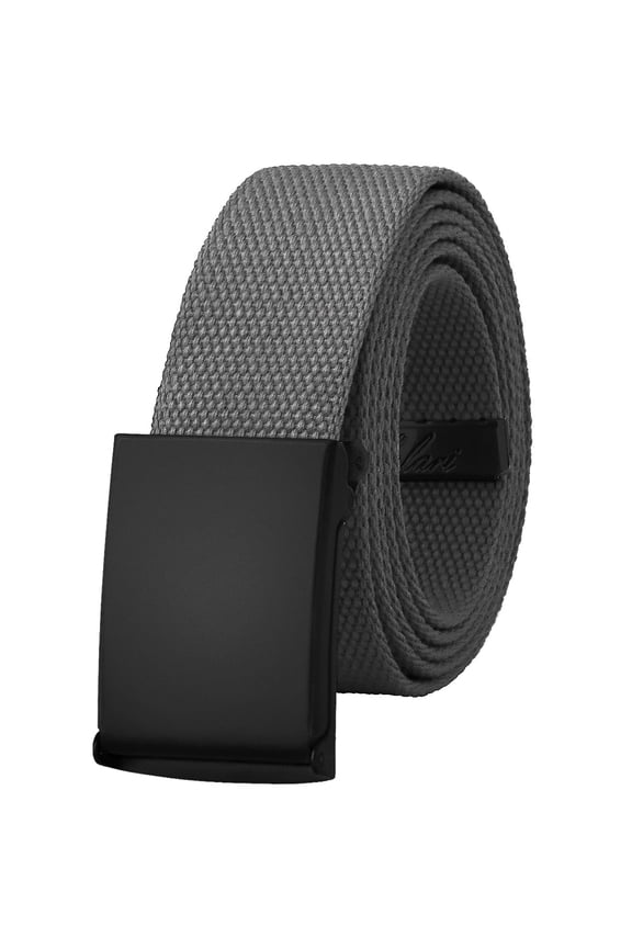 Canvas Web Belt Adjustable Size Cut to Fit Golf Belt Flip Top Black Buckle - Dark Grey