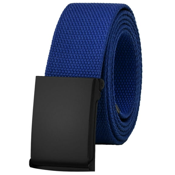 Falari Canvas Web Belt Adjustable Size Cut to Fit Golf Belt Flip Top Black Buckle - Royal