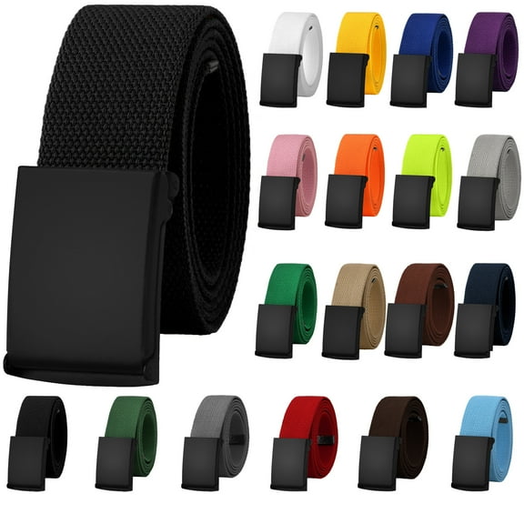 Falari Canvas Web Belt Fully Adjustable Cut to Fit Golf Belt Flip Top Black Buckle - Black