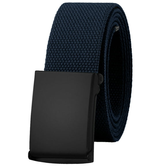 Falari Canvas Web Belt Fully Adjustable Cut to Fit Golf Belt Flip Top Black Buckle - Navy