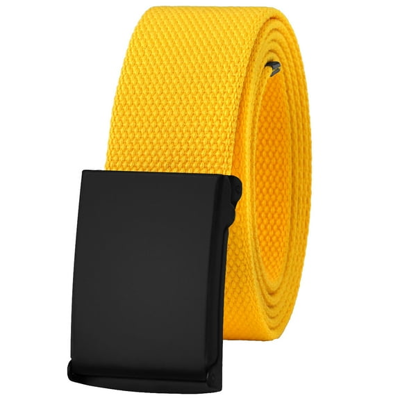 Falari Canvas Web Belt Fully Adjustable Cut to Fit Golf Belt Flip Top Black Buckle - Yellow