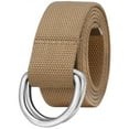 thumbnail image 1 of Falari Canvas Web Belt Metal Double D Ring Buckle for Men Women Casual Cloth Military Style Belt 1 1/2" Wide Beige Large, 1 of 7