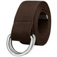 thumbnail image 1 of Falari Canvas Web Belt Metal Double D Ring Buckle for Men Women Casual Cloth Military Style Belt 1 1/2" Wide Dark Brown Large, 1 of 7