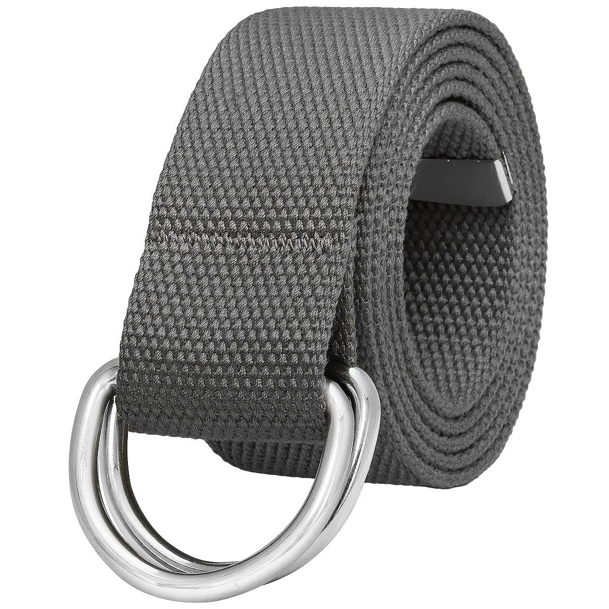 Canvas Web Belt with Zinc Alloy Double D-Ring Buckle - 8 Pack Adjustable Falari Canvas Web Belt Metal Double D Ring Buckle for Men  main image 4