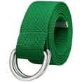 thumbnail image 1 of Falari Canvas Web Belt Metal Double D Ring Buckle for Men Women Casual Cloth Military Style Belt 1 1/2" Wide Kelly Green Large, 1 of 7