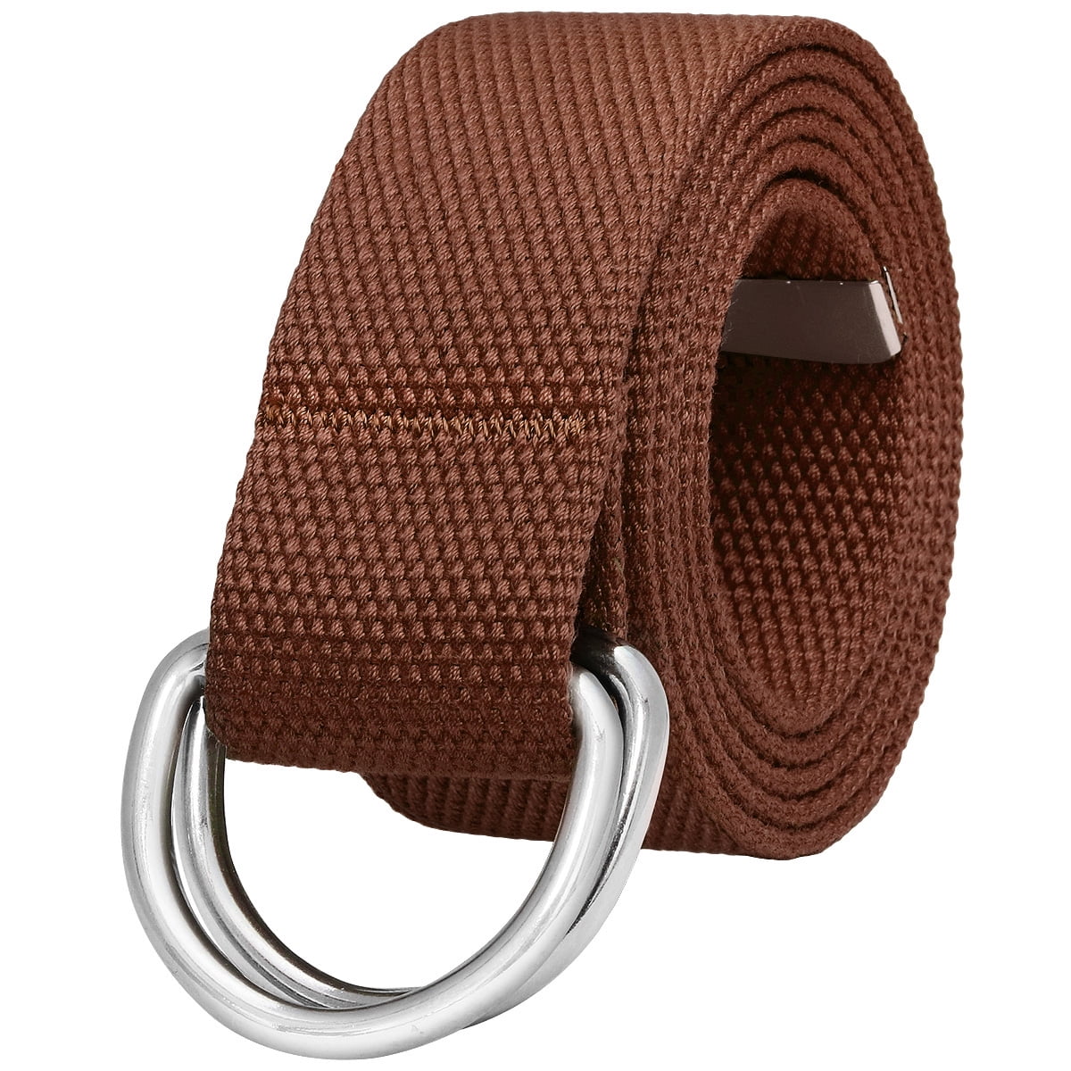 Falari Canvas Web Belt Metal Double D Ring Buckle for Men Women Casual Cloth Military Style Belt 1 1 2 Wide Light Brown XL
