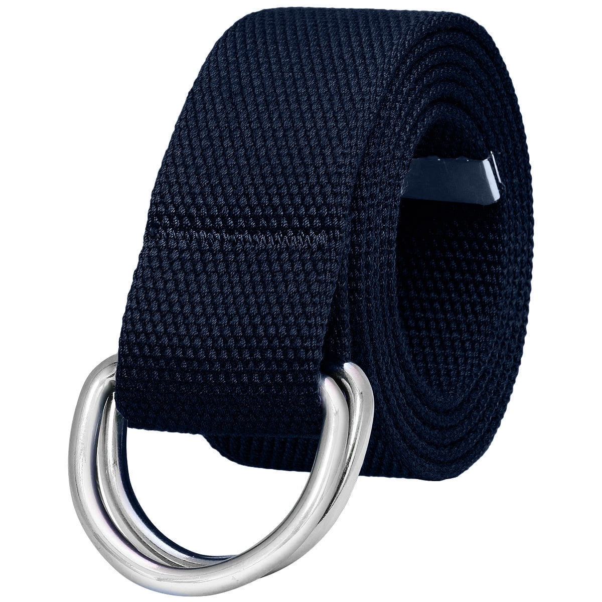 Norma Kamali Wide Double D-Ring Web Belt Black Leather Fabric Silver Buckle S SKINNY BELT – Black – Norma Kamali main image 3
