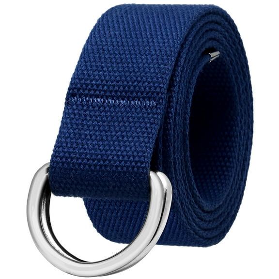 Falari Canvas Web Belt Metal Double D Ring Buckle for Men Women Casual Cloth Military Style Belt 1 1/2" Wide Royal Medium