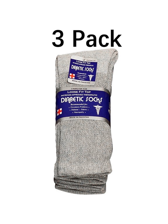 Diabetic Crew Socks Physicians Approved Socks for Men Women Legs Blood Circulatory Problems Diabetes Edema Neuropathy 10-13 Grey 3-Pack