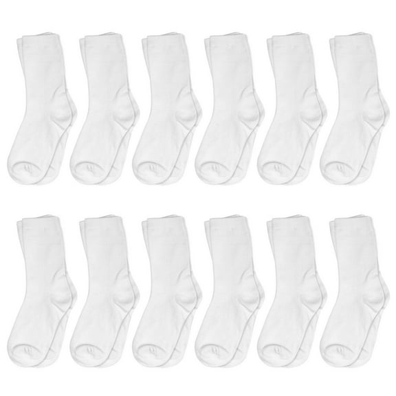 Falari 12-Pack Girl Toddler Kids Cotton Crew Socks, Athletic School Socks White 4-6 Years