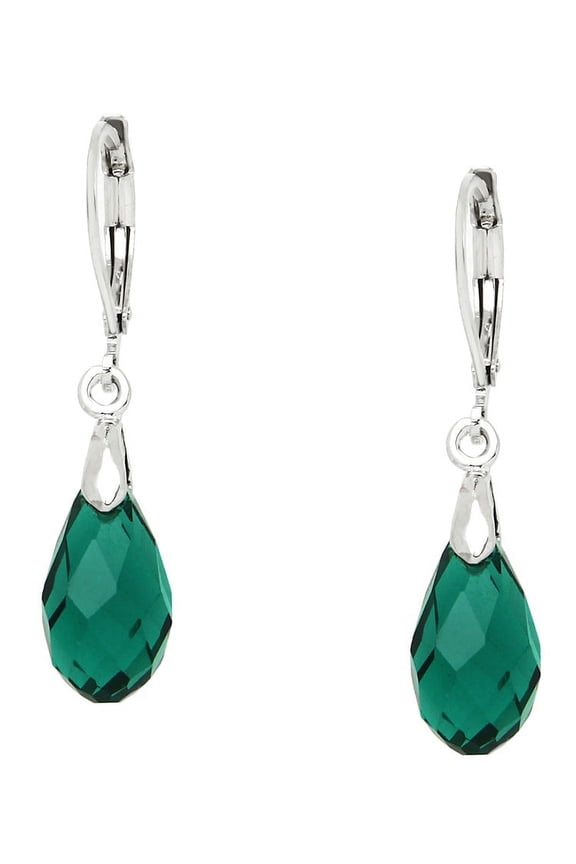 Glass Crystal Pear Shaped Earring Emerald